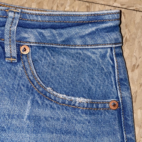 NWT American Eagle Outfitters Denim Micro Mini Super Hi-Rise A-Line Skirt size 0 - Picture 4 of 13